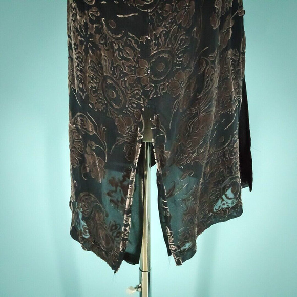 Yi Lin Size Small S Floral Velvet Burn Out Button Long Sleeve Silk Tunic Jacket - Picture 3 of 7